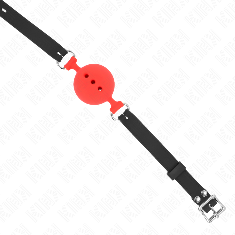 KINK - FULL SILICONE GAG 55 x 2 CM WITH 5 CM BALL SIZE L RED ADJUSTABLE 35-51 CM - Amore24