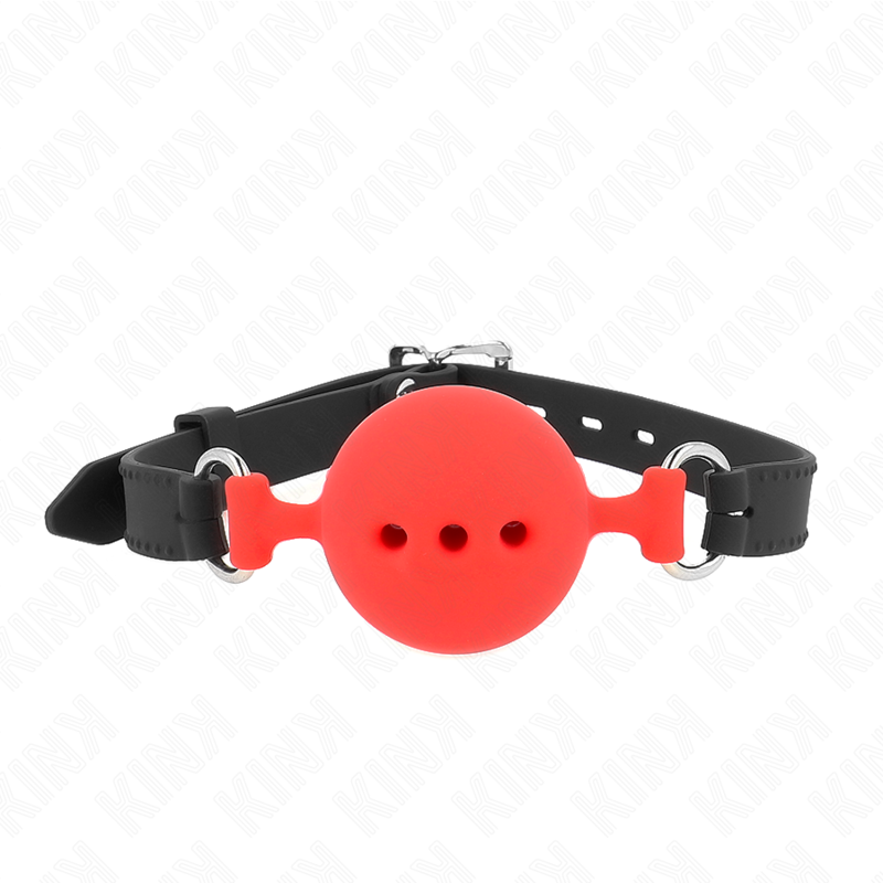 KINK - FULL SILICONE GAG 55 x 2 CM WITH 5 CM BALL SIZE L RED ADJUSTABLE 35-51 CM - Amore24