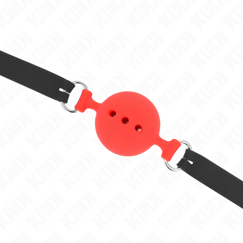 KINK - FULL SILICONE GAG 55 x 2 CM WITH 5 CM BALL SIZE L RED ADJUSTABLE 35-51 CM - Amore24