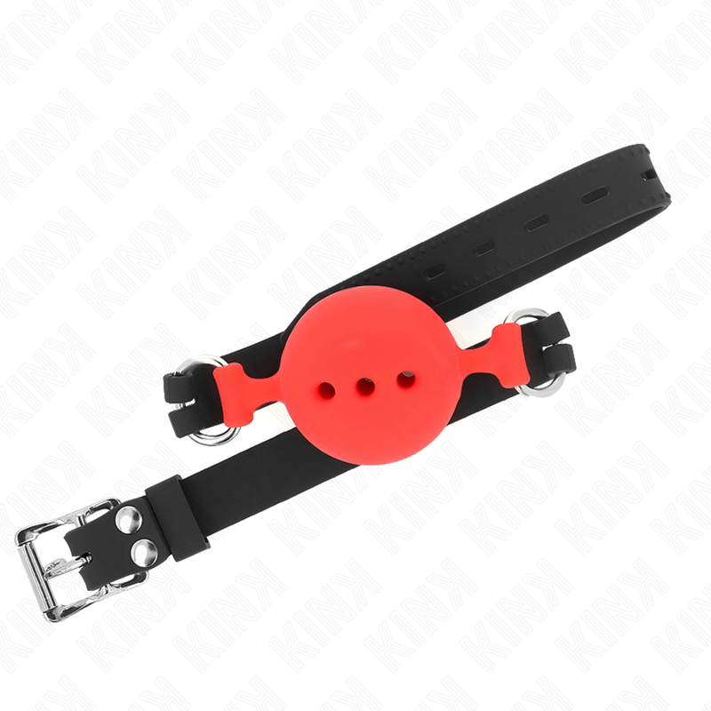 KINK - FULL SILICONE GAG 55 x 2 CM WITH 5 CM BALL SIZE L RED ADJUSTABLE 35-51 CM - Amore24