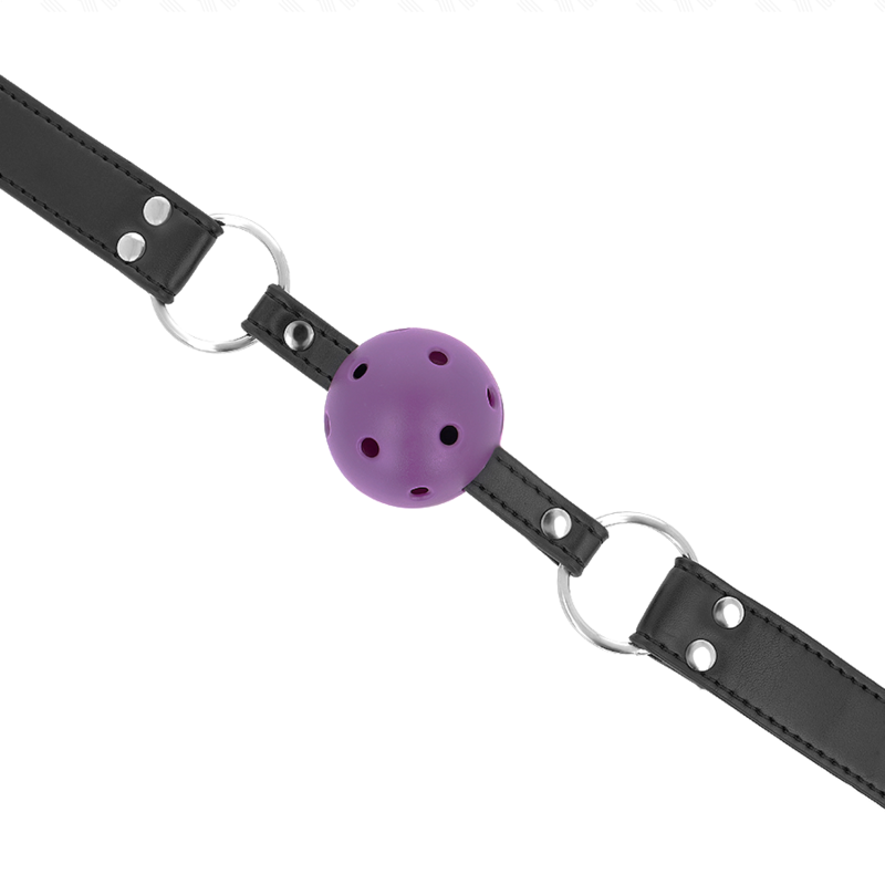 KINK - BREATHABLE BALL 4 CM GAG WITH DOUBLE RIVET PURPLE 62.5 x 2.5 CM ADJUSTABLE 42-58 CM - Amore24