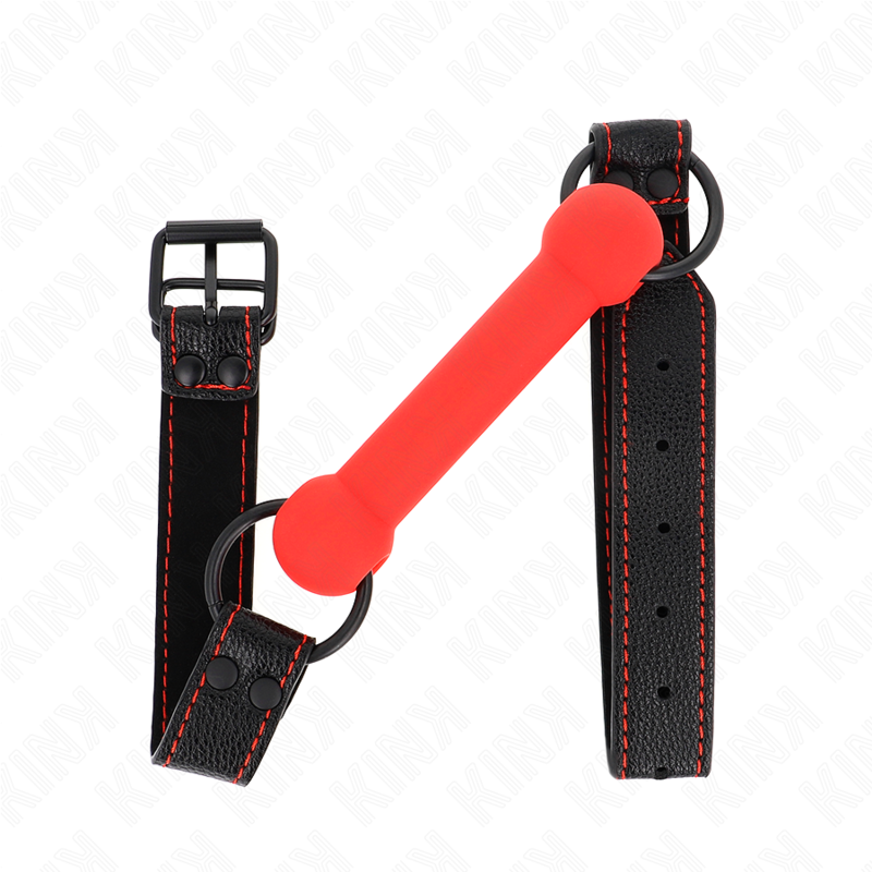 KINK - BONE GAG WITH LEATHERETTE STRAP RED ADJUSTABLE 41-57 CM - Amore24