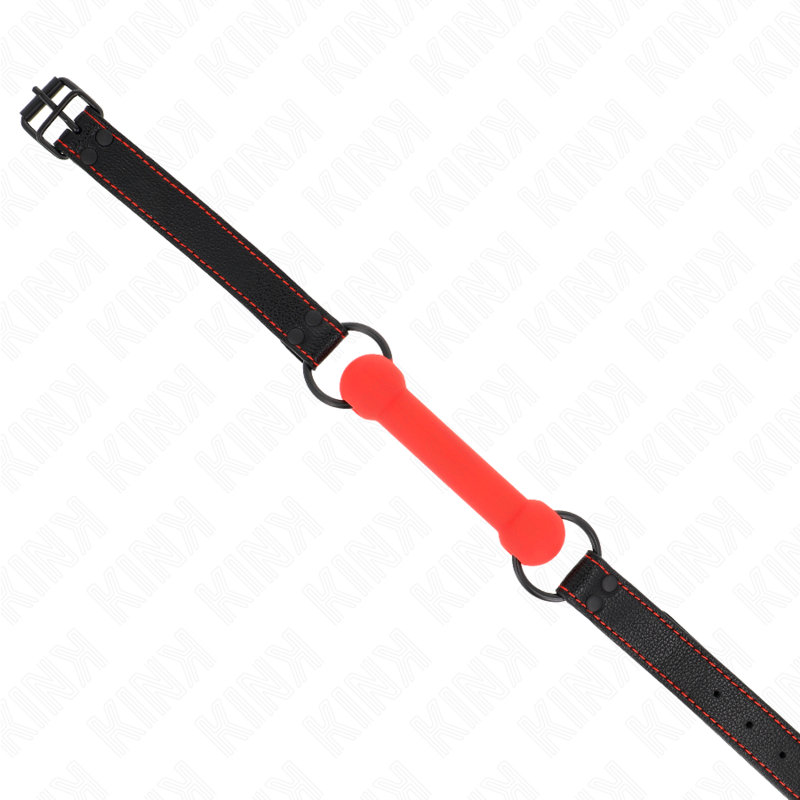 KINK - BONE GAG WITH LEATHERETTE STRAP RED ADJUSTABLE 41-57 CM - Amore24