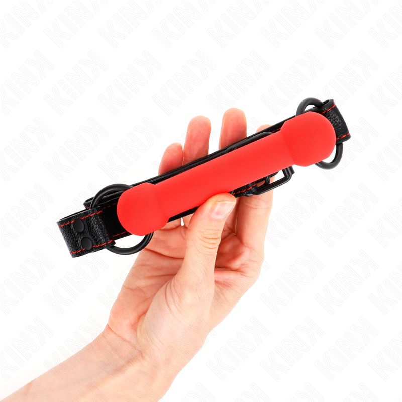 KINK - BONE GAG WITH LEATHERETTE STRAP RED ADJUSTABLE 41-57 CM - Amore24