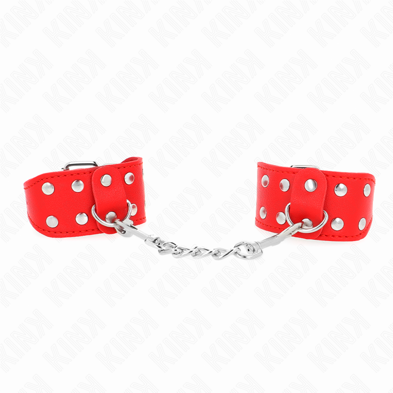 KINK - WRISTBANDS WITH DOUBLE LINE OF ADJUSTABLE STUDS RED - Amore24