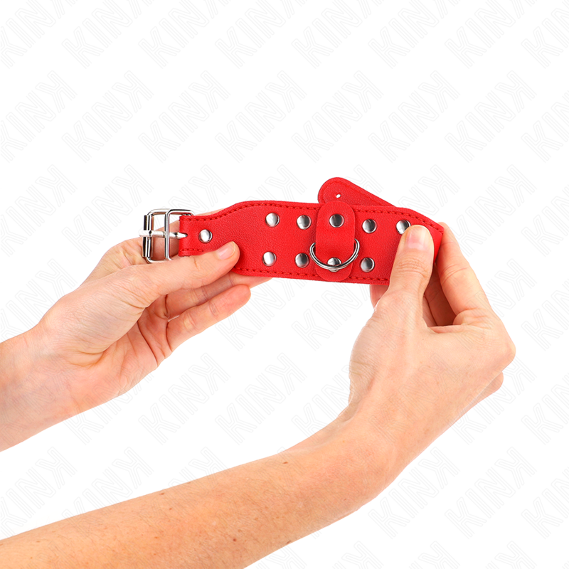 KINK - WRISTBANDS WITH DOUBLE LINE OF ADJUSTABLE STUDS RED - Amore24