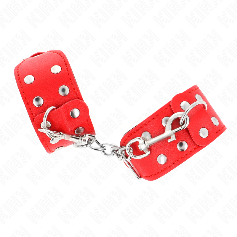KINK - WRISTBANDS WITH DOUBLE LINE OF ADJUSTABLE STUDS RED - Amore24