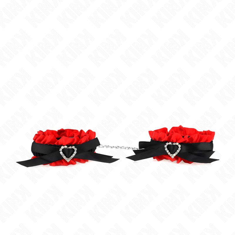 KINK - LACE ELASTIC WRIST RESTRAINTS RED HEART DETAILS ADJUSTABLE 22-35 CM - Amore24