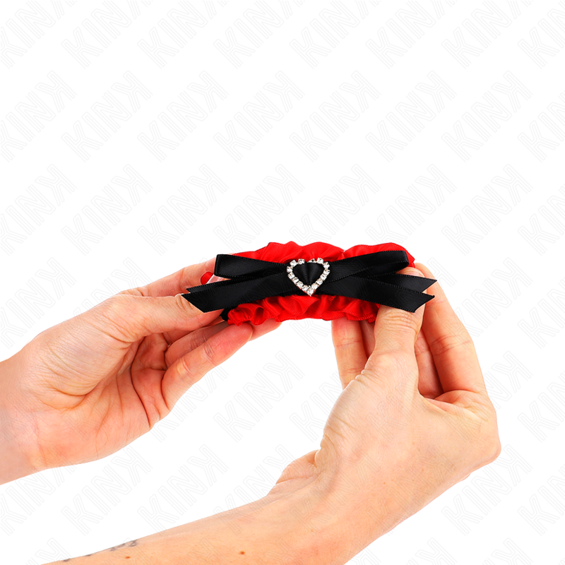 KINK - LACE ELASTIC WRIST RESTRAINTS RED HEART DETAILS ADJUSTABLE 22-35 CM - Amore24
