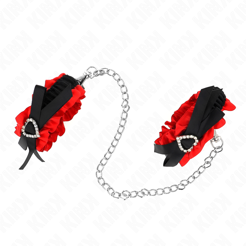 KINK - LACE ELASTIC WRIST RESTRAINTS RED HEART DETAILS ADJUSTABLE 22-35 CM - Amore24