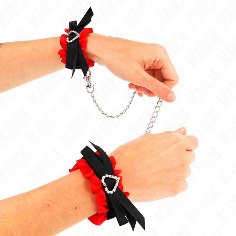 KINK - LACE ELASTIC WRIST RESTRAINTS RED HEART DETAILS ADJUSTABLE 22-35 CM - Amore24
