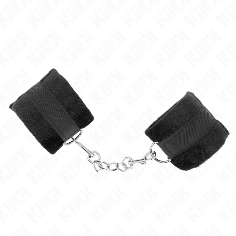 KINK - BEGINNER FUR HAND CUFFS BLACK 30 X 7 CM - Amore24