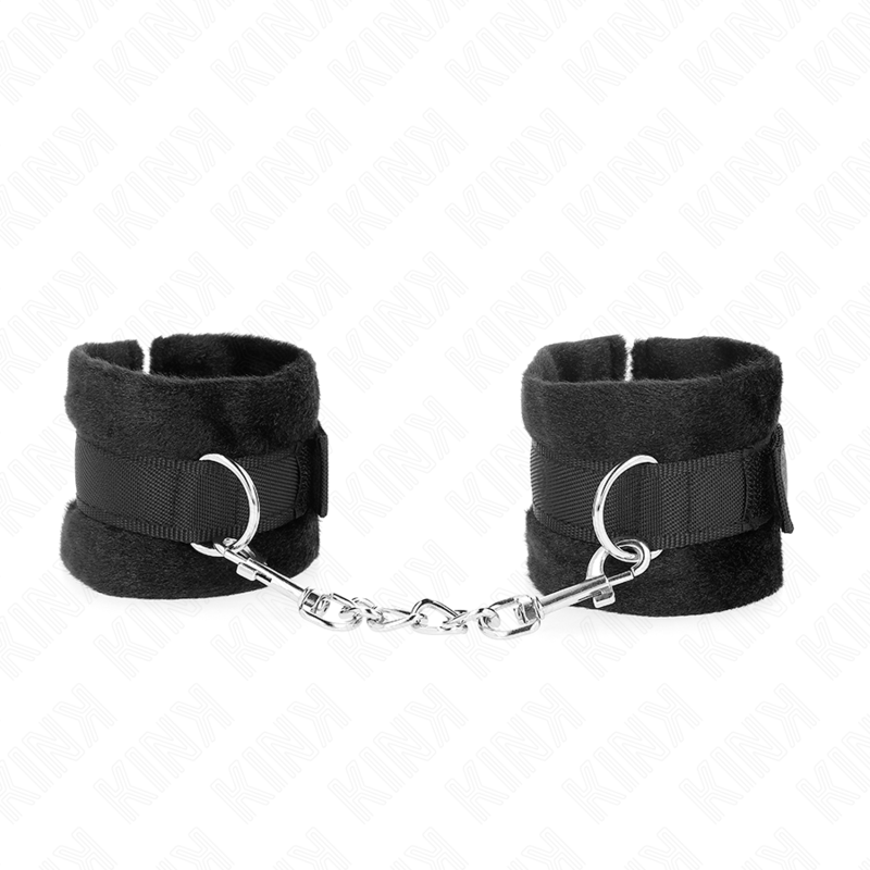 KINK - BEGINNER FUR HAND CUFFS BLACK 30 X 7 CM - Amore24