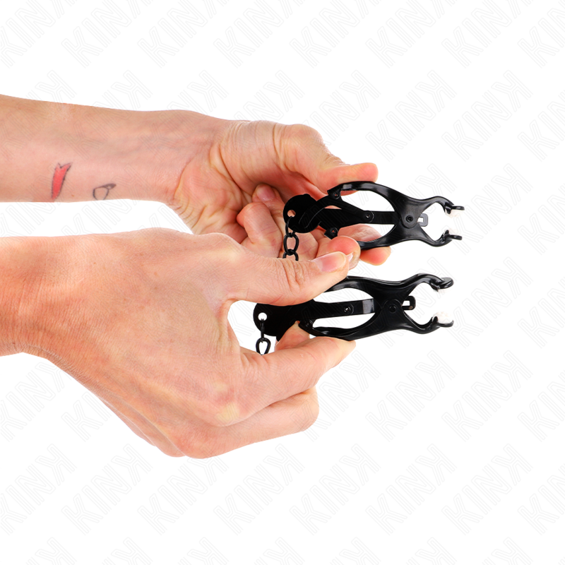 KINK - JAPANESE CLOVER NIPPLE CLAMPS WITH CHAIN BLACK 30 CM - Amore24