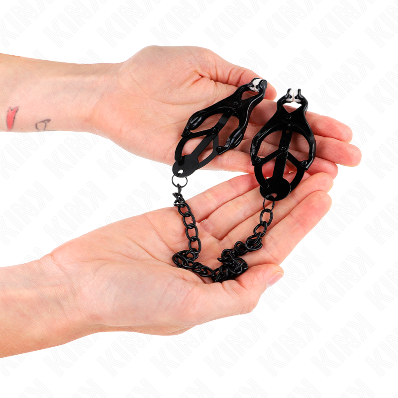 KINK - JAPANESE CLOVER NIPPLE CLAMPS WITH CHAIN BLACK 30 CM - Amore24