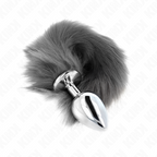 KINK - ANAL PLUG SIZE L 10 X 4 CM WITH SYNTHETIC TAIL 40 CM GREY AND WHITE - Amore24