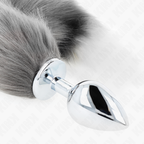 KINK - ANAL PLUG SIZE L 10 X 4 CM WITH SYNTHETIC TAIL 40 CM GREY AND WHITE - Amore24