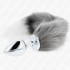 KINK - ANAL PLUG SIZE L 10 X 4 CM WITH SYNTHETIC TAIL 40 CM GREY AND WHITE - Amore24