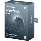 SATISFYER - PERFECT PAIR 2 MULTIVIBRATOR 2 IN 1 PENIS RING AND FINGER STIMULATOR GREY - Amore24
