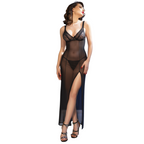 CHILIROSE - CR 4723 LONG BABYDOLL & THONG BLACK XL - Amore24