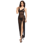 CHILIROSE - CR 4723 LONG BABYDOLL & THONG BLACK XL - Amore24