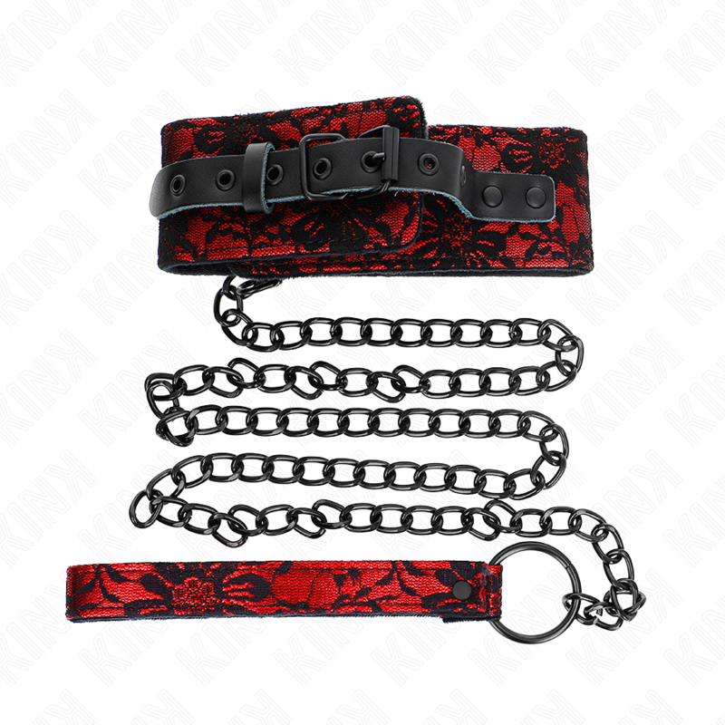 KINK - LACE NECKLACE WITH BELT WITH REAL LEATHER BELT 105 CM / 44 X 5.5 CM - Amore24