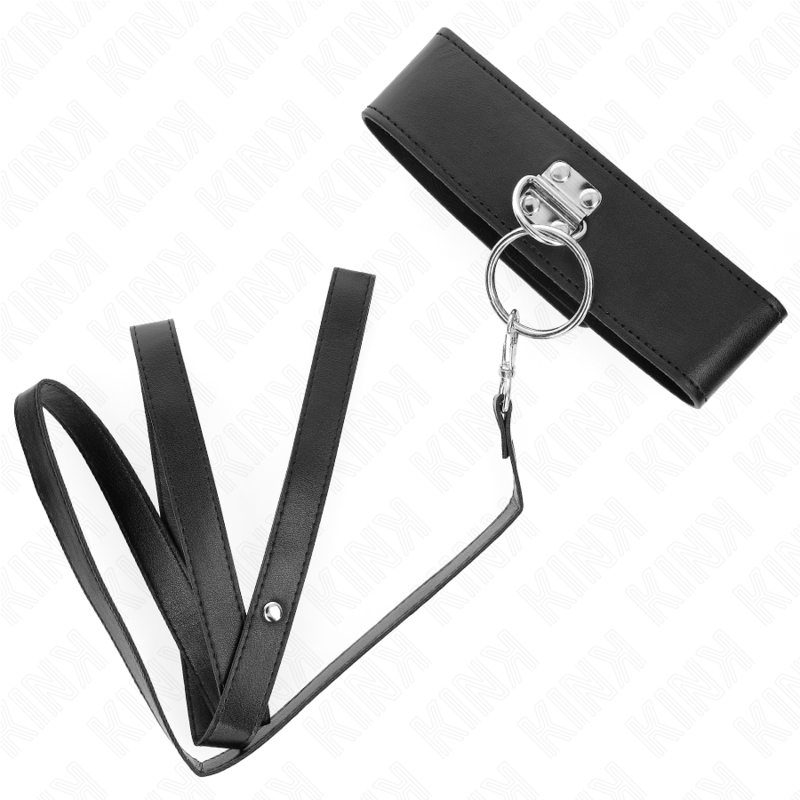 KINK - STUDDED LEASH 116 CM COLLAR WITH LEATHERETTE STRAP 50 X 5 CM - Amore24