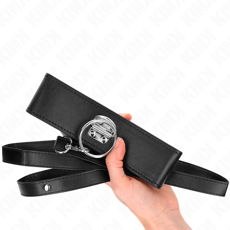 KINK - STUDDED LEASH 116 CM COLLAR WITH LEATHERETTE STRAP 50 X 5 CM - Amore24