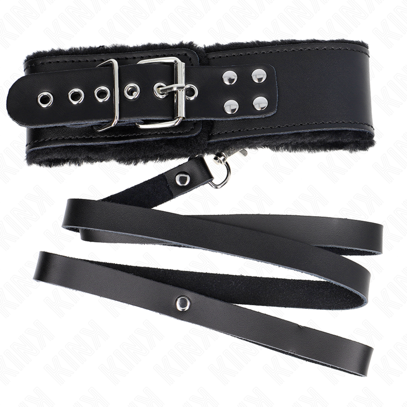 KINK - NECKLACE WITH BELT 116 CM WITH BLACK LEATHER STRAP ADJUSTABLE 40-48 CM X 6 CM - Amore24