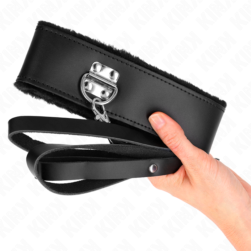 KINK - NECKLACE WITH BELT 116 CM WITH BLACK LEATHER STRAP ADJUSTABLE 40-48 CM X 6 CM - Amore24
