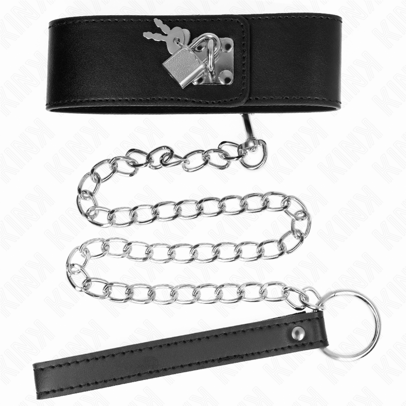 KINK - NECKLACE WITH BELT 65 CM WITH WIDE BLACK STRAP ADJUSTABLE 33.5-41 CM X 5 CM - Amore24