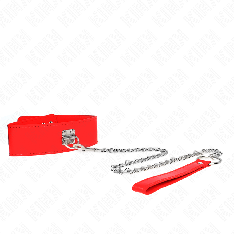 KINK - NECKLACE WITH BELT 65 CM WITH WIDE RED STRAP ADJUSTABLE 33.5-41 CM X 5 CM - Amore24