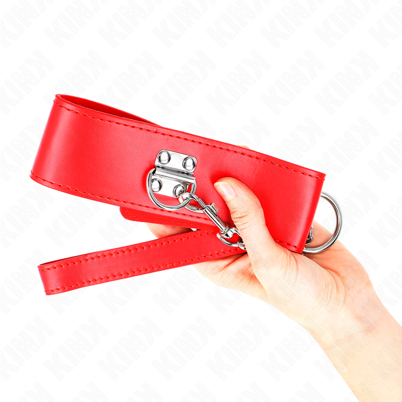 KINK - NECKLACE WITH BELT 65 CM WITH WIDE RED STRAP ADJUSTABLE 33.5-41 CM X 5 CM - Amore24