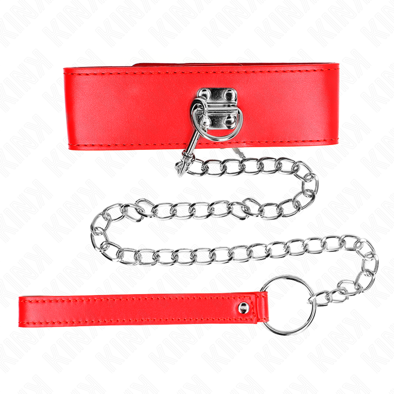 KINK - NECKLACE WITH BELT 65 CM WITH WIDE RED STRAP ADJUSTABLE 33.5-41 CM X 5 CM - Amore24