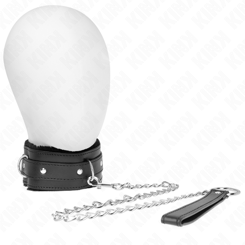 KINK - COLLAR WITH LEASH 65 CM WITH RESTRICTIONS BLACK 36-42 CM X 5.5 CM - Amore24
