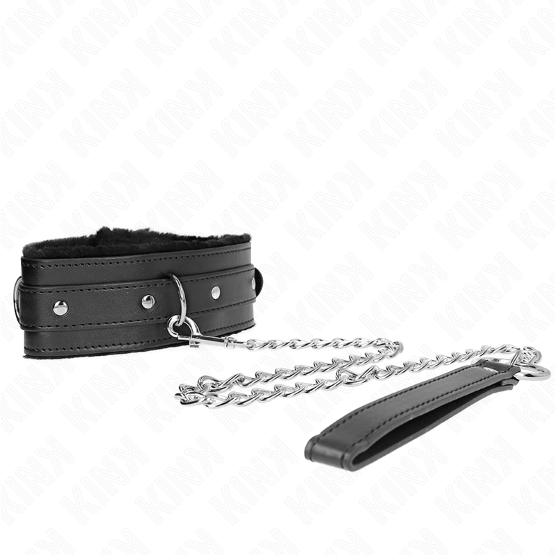 KINK - COLLAR WITH LEASH 65 CM WITH RESTRICTIONS BLACK 36-42 CM X 5.5 CM - Amore24
