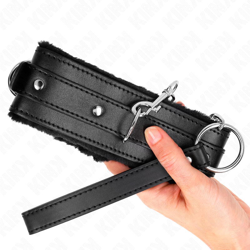 KINK - COLLAR WITH LEASH 65 CM WITH RESTRICTIONS BLACK 36-42 CM X 5.5 CM - Amore24