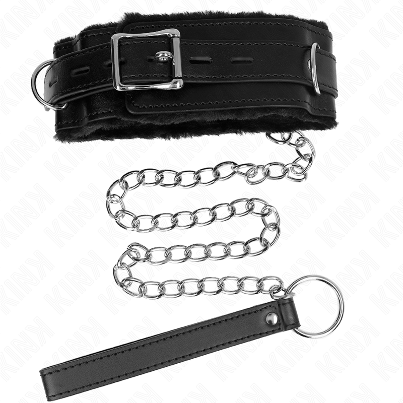 KINK - COLLAR WITH LEASH 65 CM WITH RESTRICTIONS BLACK 36-42 CM X 5.5 CM - Amore24