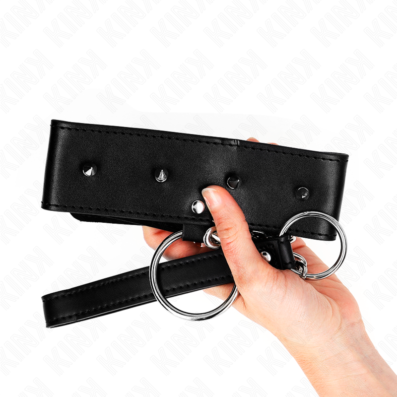KINK - NECKLACE 65 CM WITH LEASH WITH SILVER STUDS MODEL 2 ADJUSTABLE 36-43 CM X 5 CM - Amore24