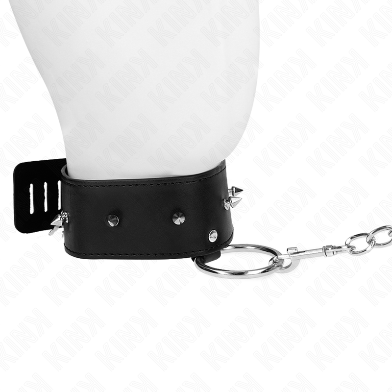 KINK - NECKLACE 65 CM WITH LEASH WITH SILVER STUDS MODEL 2 ADJUSTABLE 36-43 CM X 5 CM - Amore24
