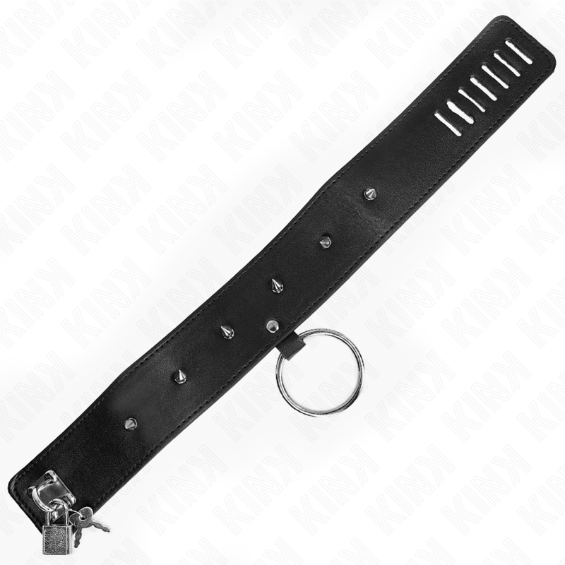 KINK - NECKLACE 65 CM WITH LEASH WITH SILVER STUDS MODEL 2 ADJUSTABLE 36-43 CM X 5 CM - Amore24