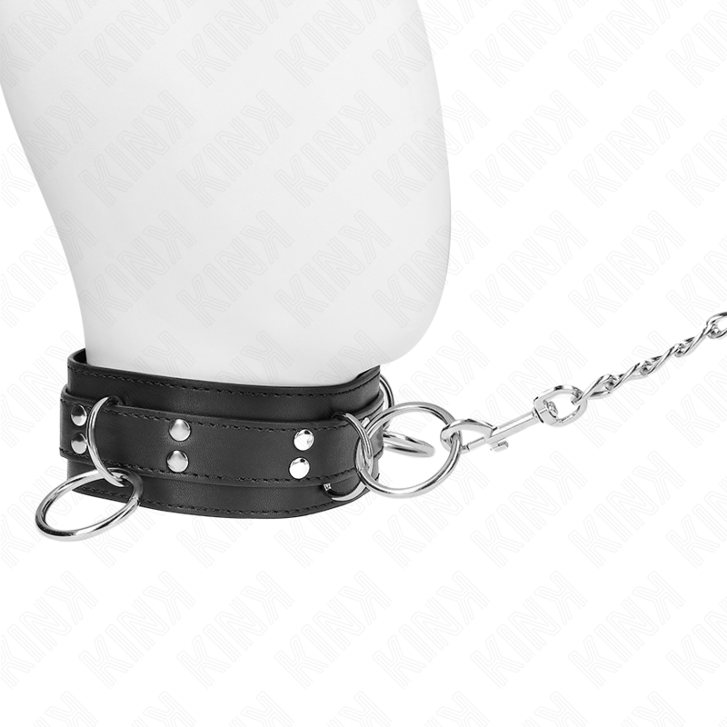 KINK - 3 RING SLAVERY NECKLACE WITH STRAP 80 CM 53 X 5 CM - Amore24