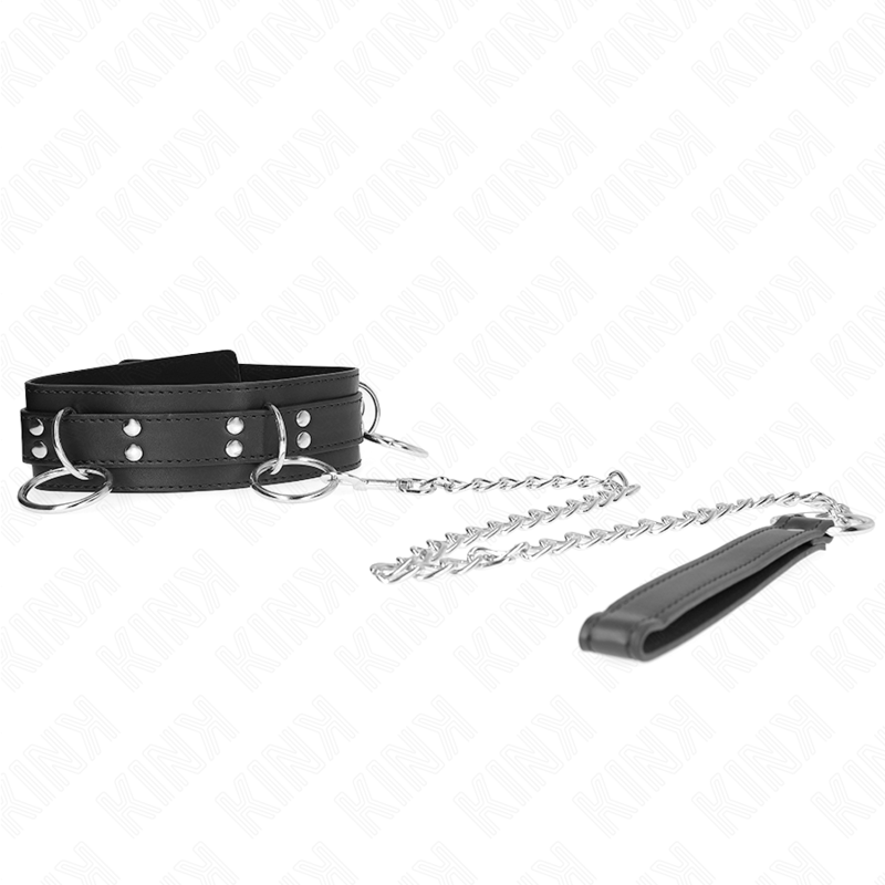 KINK - 3 RING SLAVERY NECKLACE WITH STRAP 80 CM 53 X 5 CM - Amore24