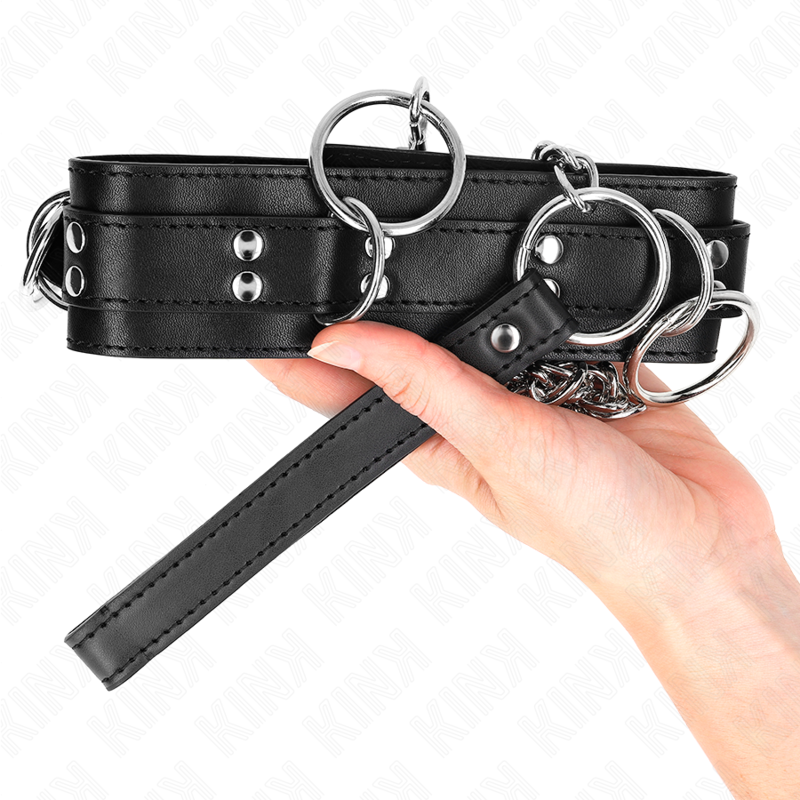 KINK - 3 RING SLAVERY NECKLACE WITH STRAP 80 CM 53 X 5 CM - Amore24