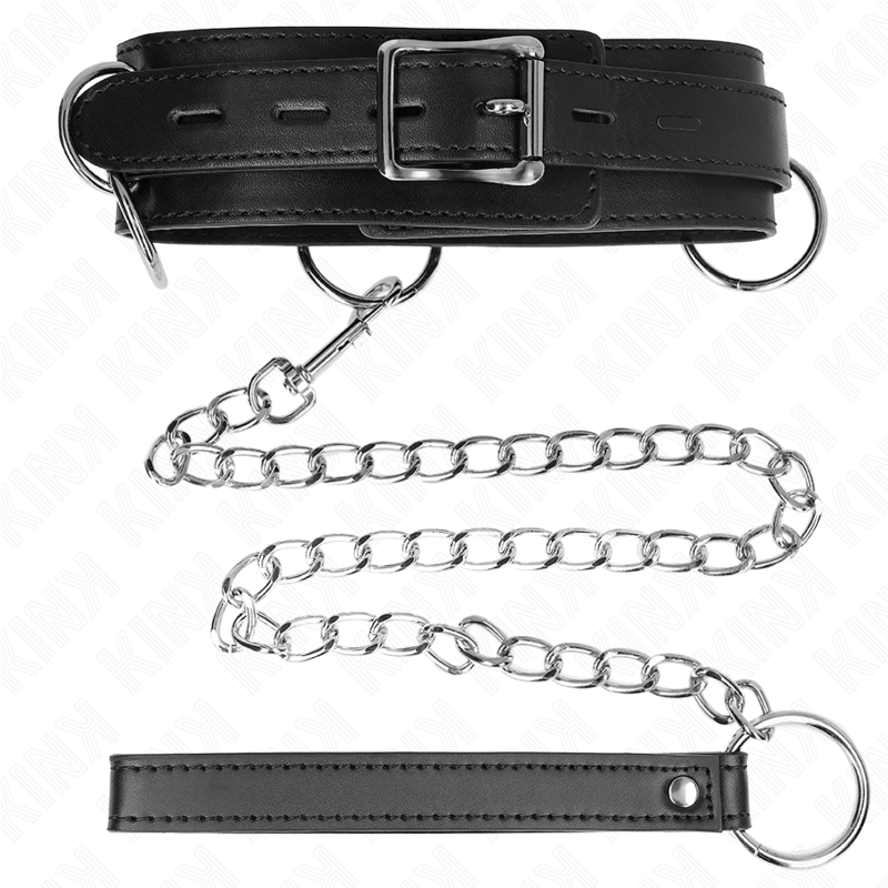 KINK - 3 RING SLAVERY NECKLACE WITH STRAP 80 CM 53 X 5 CM - Amore24