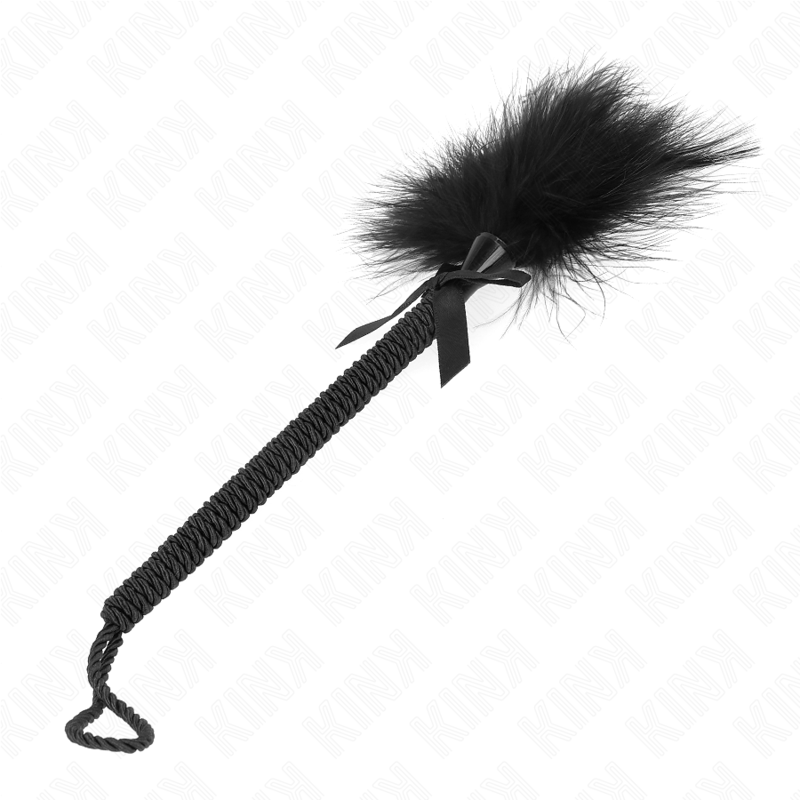 KINK - NYLON ROPE WAND WITH TICKLE FEATHERS AND BLACK BOW 25 CM - Amore24