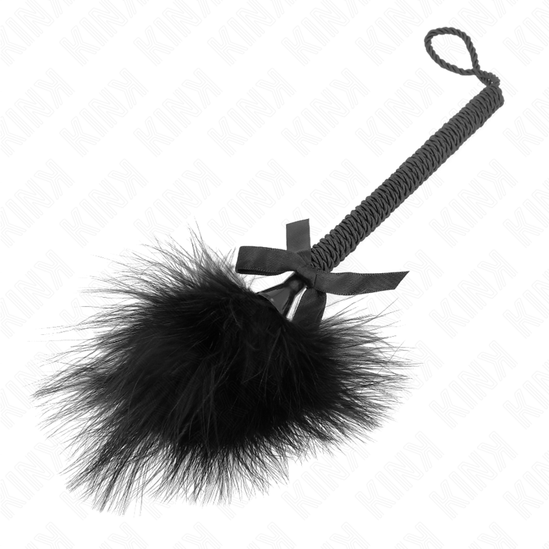 KINK - NYLON ROPE WAND WITH TICKLE FEATHERS AND BLACK BOW 25 CM - Amore24