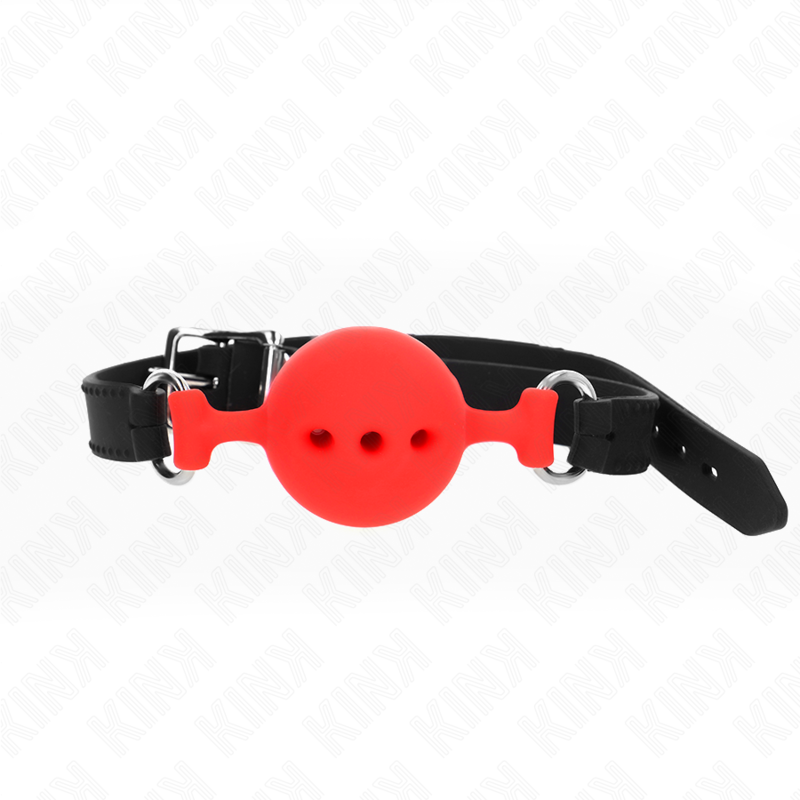 KINK - FULL SILICONE GAG 55 x 2 CM WITH 4.5 CM BALL SIZE M RED ADJUSTABLE 35-51 CM - Amore24