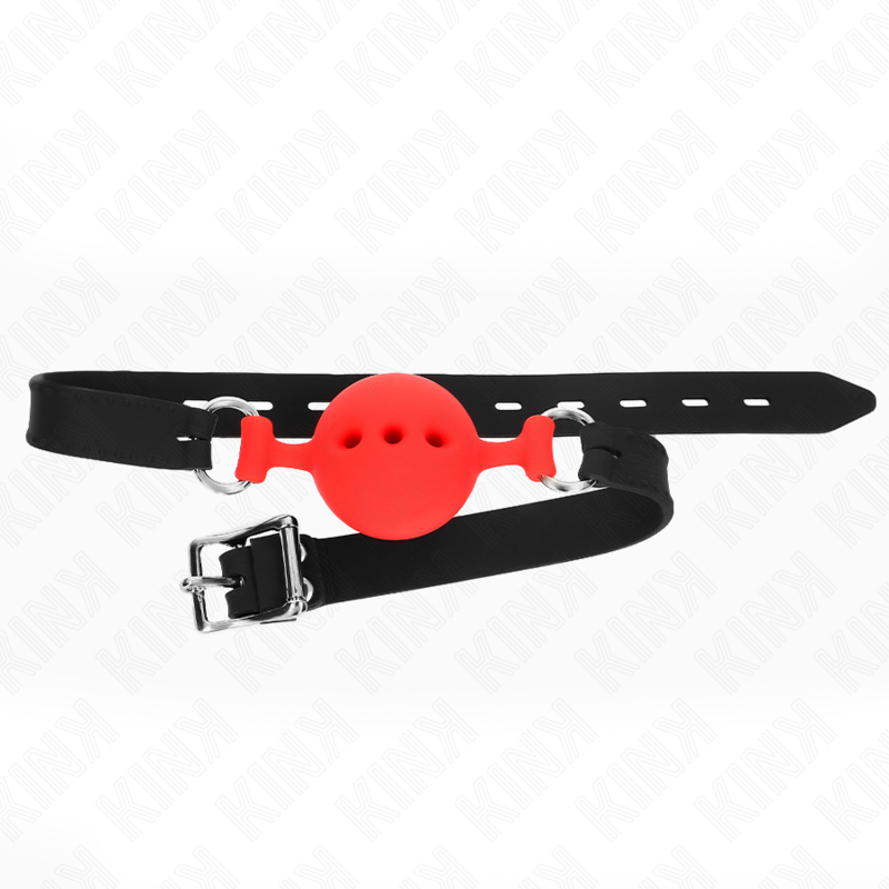 KINK - FULL SILICONE GAG 55 x 2 CM WITH 4.5 CM BALL SIZE M RED ADJUSTABLE 35-51 CM - Amore24