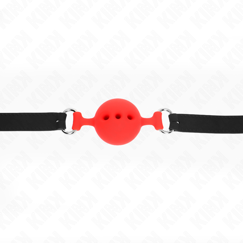 KINK - FULL SILICONE GAG 55 x 2 CM WITH 4.5 CM BALL SIZE M RED ADJUSTABLE 35-51 CM - Amore24
